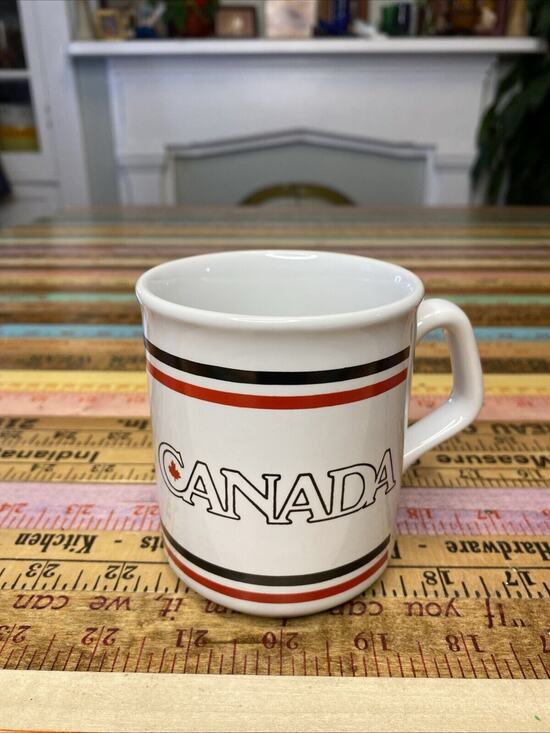 Galaxy Other - Vintage Canada Maple Leaf Stripe Coffee Mug Cup White Made In England